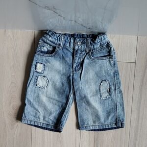 Benetton Jeans Boys XS 4-5 Distressed Denim Shorts Vintage Wash
